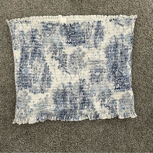 H&M blue and white floral smocked tube top